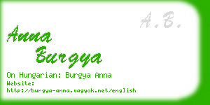 anna burgya business card